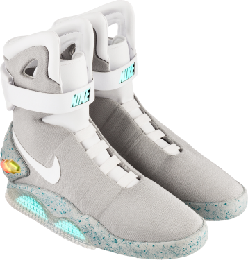 Белые кроссовки Nike Air Mag вид спереди